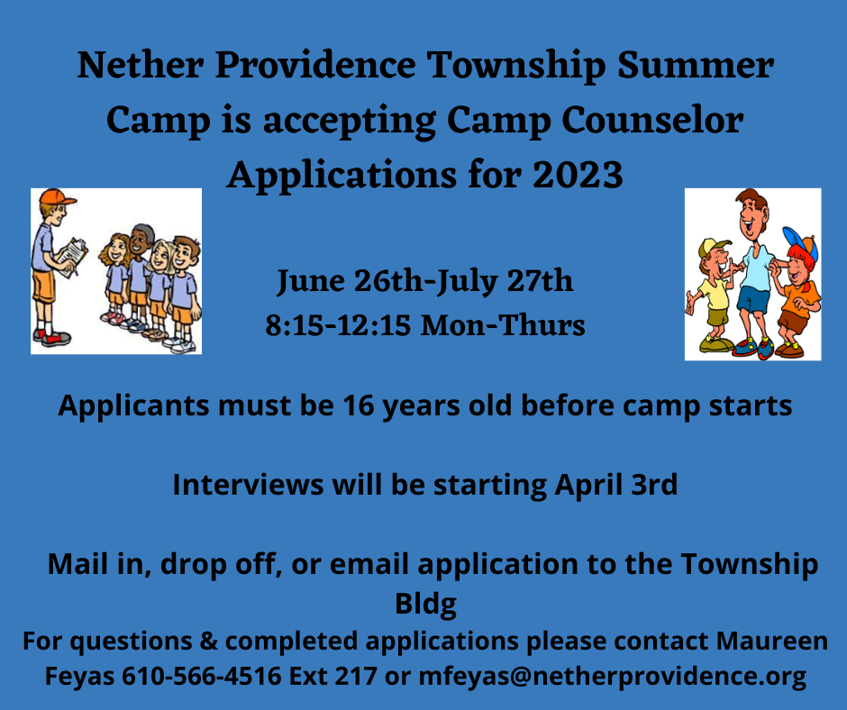 Summer camp counselor applications are now available. Nether